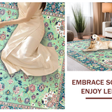 Ultra Soft Area Rug, Non Slip, Stain Resistant, Washable Area Rugs for Living Room, Bedroom, Eclectic Botanical Tiled Design(Ivory)