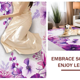 Ultra Soft Area Rug, Non Slip, Stain Resistant, Washable Area Rugs for Living Room, Bedroom, Contemporary Floral Print Delight(Purple)