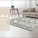 Ultra Soft Area Rug, Non Slip, Stain Resistant, Washable Area Rugs for Living Room, Bedroom, Chic Textured Diamond Arrangement(White)