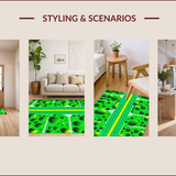 Ultra Soft Area Rug, Non Slip, Stain Resistant, Washable Area Rugs for Living Room, Bedroom, Bright Green Playful City Elements(Green)