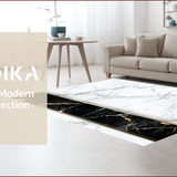 Ultra Soft Area Rug, Non Slip, Stain Resistant, Washable Area Rugs for Living Room, Bedroom, Luxury Soft Modern Rug with Shimmering Gold Accents(White)