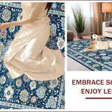 Ultra Soft Area Rug, Non Slip, Stain Resistant, Washable Area Rugs for Living Room, Bedroom, Chic Vintage Blue Aesthetic(Blue)