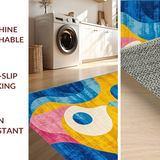 Ultra Soft Area Rug, Non Slip, Stain Resistant, Washable Area Rugs for Living Room, Bedroom, Contemporary Multi-Hued Pattern(Yellow)