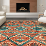 Ultra Soft Area Rug, Non Slip, Stain Resistant, Washable Area Rugs for Living Room, Bedroom, Warm Earthy Tones with Tribal Influence(Red)