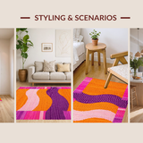 Ultra Soft Area Rug, Non Slip, Stain Resistant, Washable Area Rugs for Living Room, Bedroom, Colorful Contemporary Ethnic Fusion(Orange)