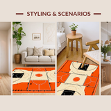 Ultra Soft Area Rug, Non Slip, Stain Resistant, Washable Area Rugs for Living Room, Bedroom, Dynamic Circular Sports Aesthetic(Orange)