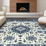 Ultra Soft Area Rug, Non Slip, Stain Resistant, Washable Area Rugs for Living Room, Bedroom, Luxurious Vintage Diamond Pattern(White)
