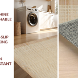 Ultra Soft Area Rug, Non Slip, Stain Resistant, Washable Area Rugs for Living Room, Bedroom, Farmhouse Inspired Braided Texture(Beige)