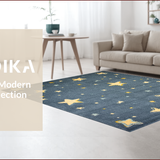 Ultra Soft Area Rug, Non Slip, Stain Resistant, Washable Area Rugs for Living Room, Bedroom, Charming Soft Grey Cosmic Motif(Blue)