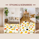 Ultra Soft Area Rug, Non Slip, Stain Resistant, Washable Area Rugs for Living Room, Bedroom, Bright Cheerful Organic Design(Orange)