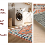 Ultra Soft Area Rug, Non Slip, Stain Resistant, Washable Area Rugs for Living Room, Bedroom, Eclectic Earthy Geometric Motif(Orange)