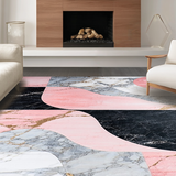 Ultra Soft Area Rug, Non Slip, Stain Resistant, Washable Area Rugs for Living Room, Bedroom, Contemporary Black and Gray Abstract Design(Pink)