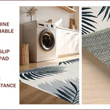Ultra Soft Area Rug, Non Slip, Stain Resistant, Washable Area Rugs for Living Room, Bedroom, Chic Grey Coastal Leaf Pattern(Blue)