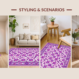 Ultra Soft Area Rug, Non Slip, Stain Resistant, Washable Area Rugs for Living Room, Bedroom, Artistic Abstract Floral Waves(Purple)