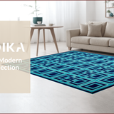 Ultra Soft Area Rug, Non Slip, Stain Resistant, Washable Area Rugs for Living Room, Bedroom, Eclectic Deep Royal Geometric Motif(Blue)