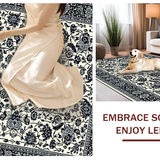 Ultra Soft Area Rug, Non Slip, Stain Resistant, Washable Area Rugs for Living Room, Bedroom, Luxurious Black and Grey Medallion(Beige)