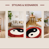 Ultra Soft Area Rug, Non Slip, Stain Resistant, Washable Area Rugs for Living Room, Bedroom, yin yang circle rug(Red)
