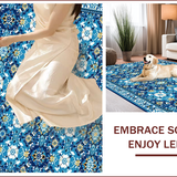 Ultra Soft Area Rug, Non Slip, Stain Resistant, Washable Area Rugs for Living Room, Bedroom, Non-Slip Vintage Geometric Living Room Rug(Blue)