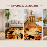 Ultra Soft Area Rug, Non Slip, Stain Resistant, Washable Area Rugs for Living Room, Bedroom, Cultural Wildlife Art Inspiration(Orange)