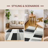 Ultra Soft Area Rug, Non Slip, Stain Resistant, Washable Area Rugs for Living Room, Bedroom, Monochrome Striped Flat Woven Floor Covering With Farmhouse Inspired Design(Gray)