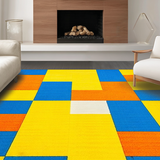 Ultra Soft Area Rug, Non Slip, Stain Resistant, Washable Area Rugs for Living Room, Bedroom, Playful Multi-Color Numbered Design(Yellow)