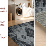Ultra Soft Area Rug, Non Slip, Stain Resistant, Washable Area Rugs for Living Room, Bedroom, Transitional Earthy Ogee Pattern(Gray)