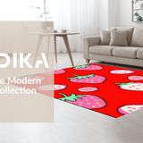 Ultra Soft Area Rug, Non Slip, Stain Resistant, Washable Area Rugs for Living Room, Bedroom, Eclectic Colorful Fruit Fusion(Red)