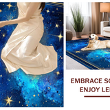 Ultra Soft Area Rug, Non Slip, Stain Resistant, Washable Area Rugs for Living Room, Bedroom, Celestial Starburst Artistic Flair(Blue)