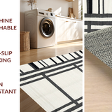Ultra Soft Area Rug, Non Slip, Stain Resistant, Washable Area Rugs for Living Room, Bedroom, Contemporary Striped Earthy Aesthetic(White)