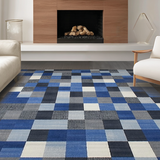 Vibrant Retro Patchwork Aesthetic(Blue)