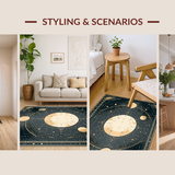 Ultra Soft Area Rug, Non Slip, Stain Resistant, Washable Area Rugs for Living Room, Bedroom, Stylish Modern Starry Night Theme(Gold)