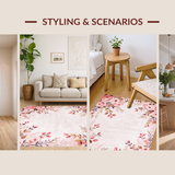 Ultra Soft Area Rug, Non Slip, Stain Resistant, Washable Area Rugs for Living Room, Bedroom, Whimsical Petal Patterned Rug(Pink)