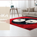 Ultra Soft Area Rug, Non Slip, Stain Resistant, Washable Area Rugs for Living Room, Bedroom, Yin Yang Circular Meditation Space Washable Rug(Red)