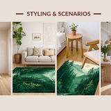 Ultra Soft Area Rug, Non Slip, Stain Resistant, Washable Area Rugs for Living Room, Bedroom, Elegant Evergreen Landscape Motif(Green)