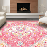 Ultra Soft Area Rug, Non Slip, Stain Resistant, Washable Area Rugs for Living Room, Bedroom, Sophisticated Rustic Floral Touch(Red)