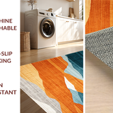 Ultra Soft Area Rug, Non Slip, Stain Resistant, Washable Area Rugs for Living Room, Bedroom, Contemporary Colorful Geometric Expression(Orange)