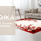 Ultra Soft Area Rug, Non Slip, Stain Resistant, Washable Area Rugs for Living Room, Bedroom, Colorful Japanese Nature Inspired Theme(Red)