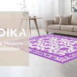 Ultra Soft Area Rug, Non Slip, Stain Resistant, Washable Area Rugs for Living Room, Bedroom, Rustic Purple Petal Motif(Purple)