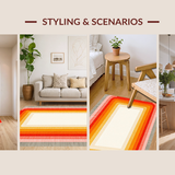 Ultra Soft Area Rug, Non Slip, Stain Resistant, Washable Area Rugs for Living Room, Bedroom, Soft Rainbow Tiled Aesthetic(Orange)