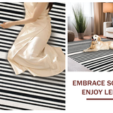 Ultra Soft Area Rug, Non Slip, Stain Resistant, Washable Area Rugs for Living Room, Bedroom, Modern Black And White Stripe Rug: Geometric Entryway Decor(Black)