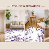 Ultra Soft Area Rug, Non Slip, Stain Resistant, Washable Area Rugs for Living Room, Bedroom, Modern Elegant Floral Composition(Purple)