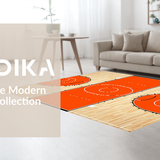 Ultra Soft Area Rug, Non Slip, Stain Resistant, Washable Area Rugs for Living Room, Bedroom, Dynamic Basketball Motif Round Mat(Orange)