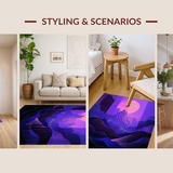 Ultra Soft Area Rug, Non Slip, Stain Resistant, Washable Area Rugs for Living Room, Bedroom, Lively Wave-Inspired Decorative Piece(Purple)