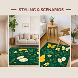 Ultra Soft Area Rug, Non Slip, Stain Resistant, Washable Area Rugs for Living Room, Bedroom, Elegant Dark Green Floral Accents(Green)
