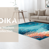 Ultra Soft Area Rug, Non Slip, Stain Resistant, Washable Area Rugs for Living Room, Bedroom, Pastel Coral Wave Inspiration(Blue)