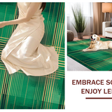 Ultra Soft Area Rug, Non Slip, Stain Resistant, Washable Area Rugs for Living Room, Bedroom, Emerald Geometric Luxe Display(Green)