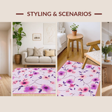 Ultra Soft Area Rug, Non Slip, Stain Resistant, Washable Area Rugs for Living Room, Bedroom, Vibrant Summer Botanical Design(Pink)