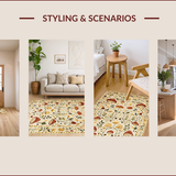 Ultra Soft Area Rug, Non Slip, Stain Resistant, Washable Area Rugs for Living Room, Bedroom, Elegant Earthy Mushroom Motif(Ivory)