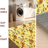 Ultra Soft Area Rug, Non Slip, Stain Resistant, Washable Area Rugs for Living Room, Bedroom, Elegant Yellow Botanical Motif(Yellow)