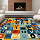 Ultra Soft Area Rug, Non Slip, Stain Resistant, Washable Area Rugs for Living Room, Bedroom, Chic Playful Alphabetic Motif(Orange)